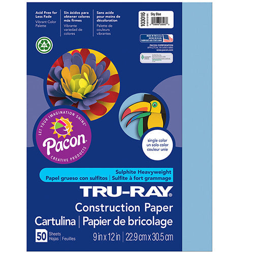 Tru-Ray? Construction Paper, Sky Blue, 9" x 12" - 50 Sheets